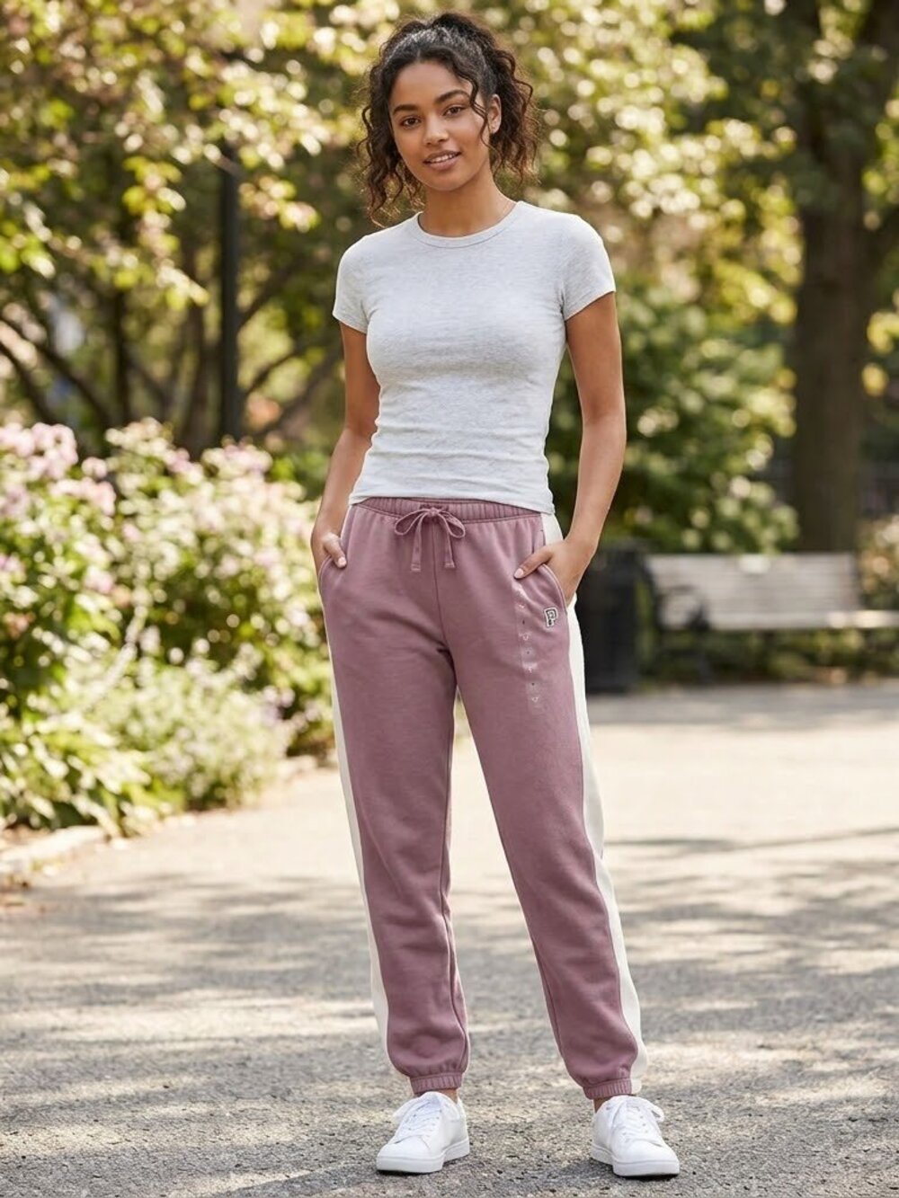 NEW Victoria's Secret Pink Mauve Side Stripe Classic Pant Sweatpant